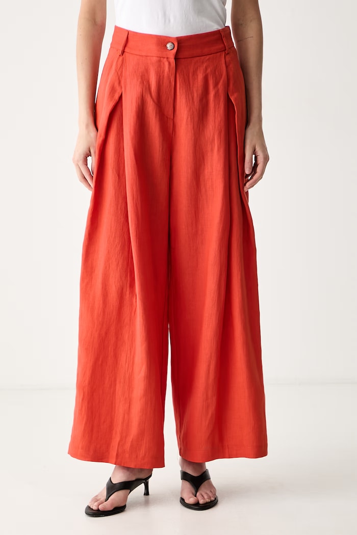 ViCOLO spodnie culottes damskie lniane pomarańczowy TAB0434