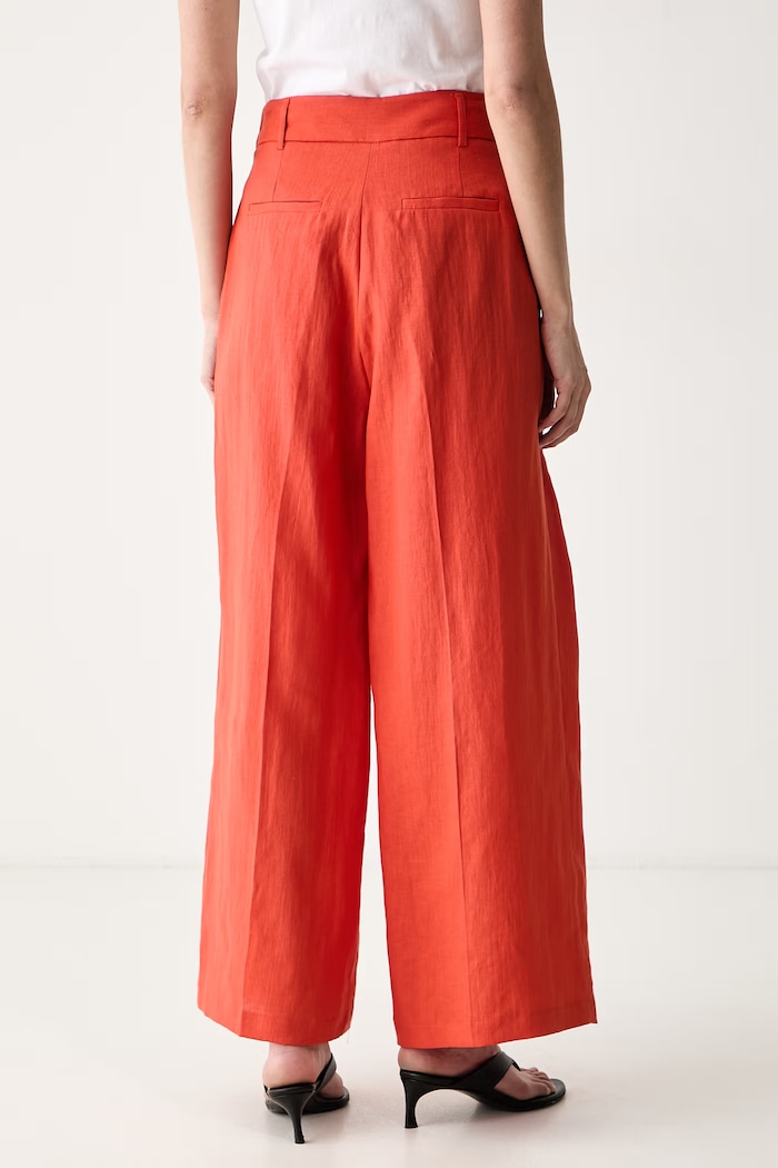 Odzież ViCOLO spodnie culottes damskie lniane TAB0434 pomarańczowy