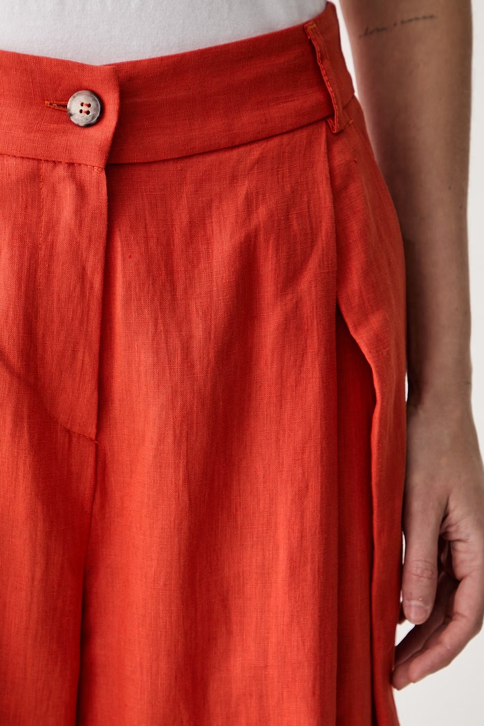 ViCOLO spodnie culottes damskie lniane pomarańczowy TAB0434