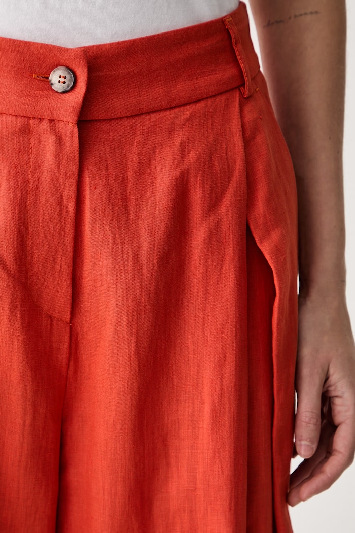 ViCOLO spodnie culottes damskie lniane pomarańczowy TAB0434