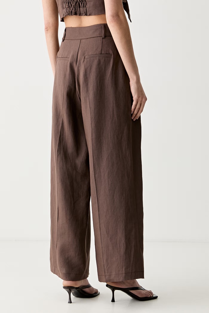 Abbigliamento ViCOLO pantaloni culottes da donna in lino TAB0434 marrone