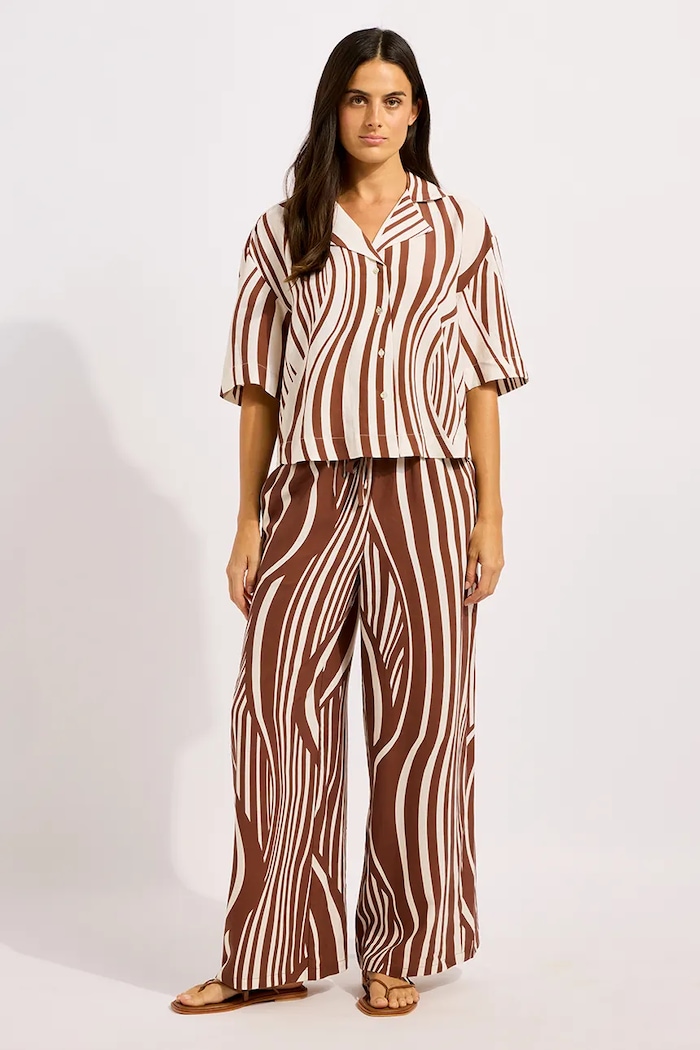 Îmbrăcăminte Seafolly pantaloni wide leg feminini Drawcord Wide 55541.PA maro