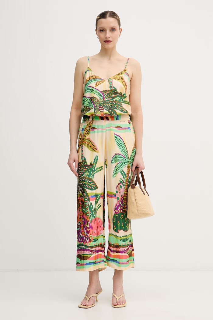 Lola Casademunt spodnie culottes damskie z wiskozy LS2614013 zielony SS26