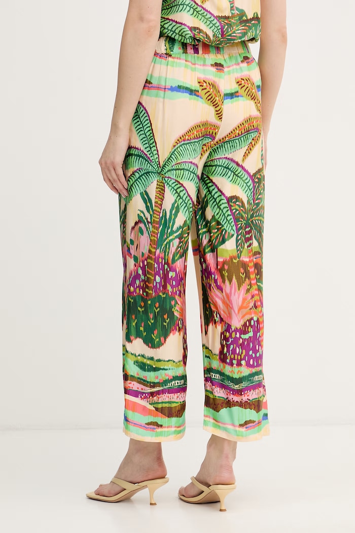 Odzież Lola Casademunt spodnie culottes damskie z wiskozy LS2614013 zielony