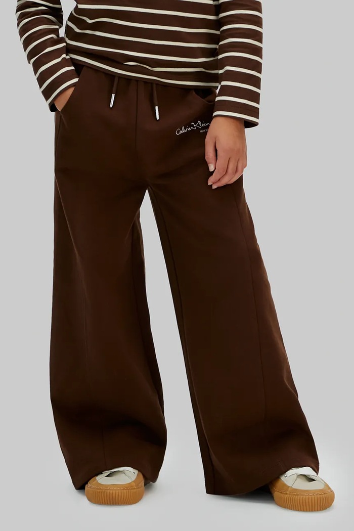 Fete Calvin Klein Jeans pantaloni de trening din bumbac pentru copii IG0IG03095.128.176.PPY2 maro