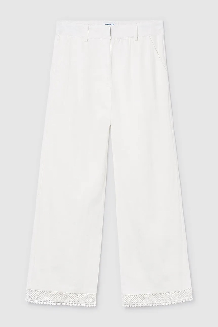 Mayoral pantaloni de bumbac pentru copii 6545.8A.Junior.PPY2 alb SS26