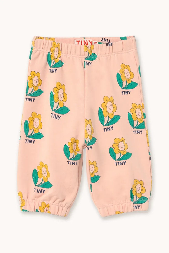 Tinycottons spodnie dresowe bawełniane dziecięce TINY FLOWER BABY SWEATPANT wzorzyste różowy SS26.139