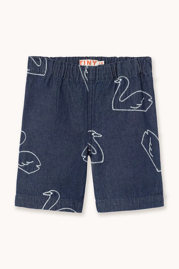 Tinycottons pantaloni de bumbac pentru copii BIG SWANS BABY PANT bumbac bleumarin SS26.331