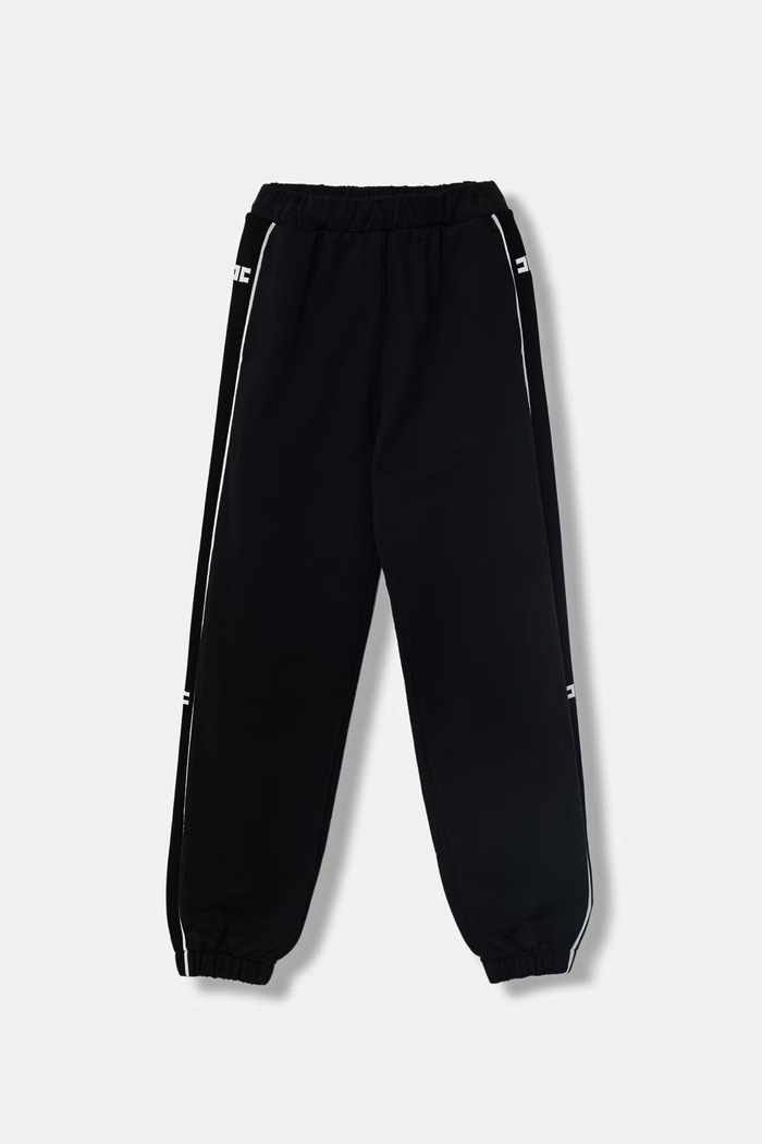 Elisabetta Franchi pantaloni de trening pentru copii, din bumbac negru EFPA316.0.FF002