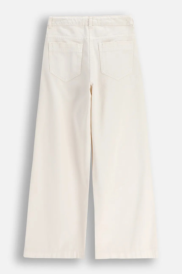 Coccodrillo spodnie wide leg dziecięce bawełniane WC6119102CTG beżowy SS26