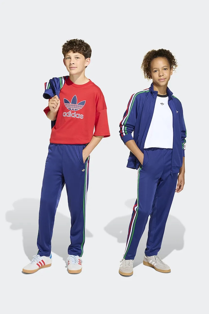 adidas Originals pantaloni de trening pentru copii tricotaj albastru KC9503