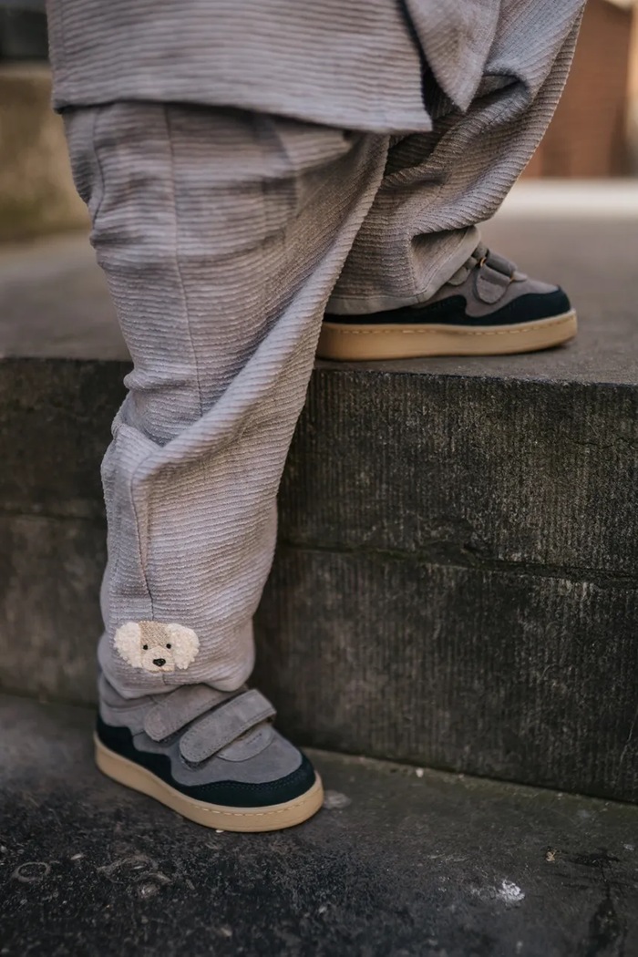 Nohavice pre bábätká Donsje Yuno Trousers Golden Retriever látka modrá 3044801