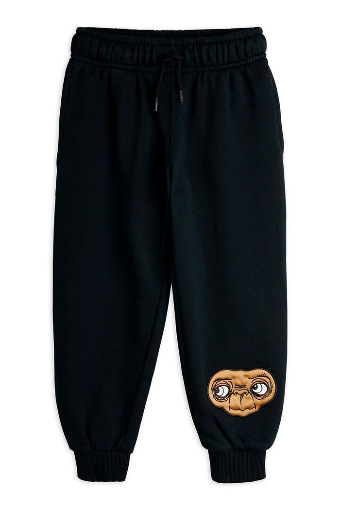 Detské bavlnené tepláky Mini Rodini E.T. 25830101 čierna SS26
