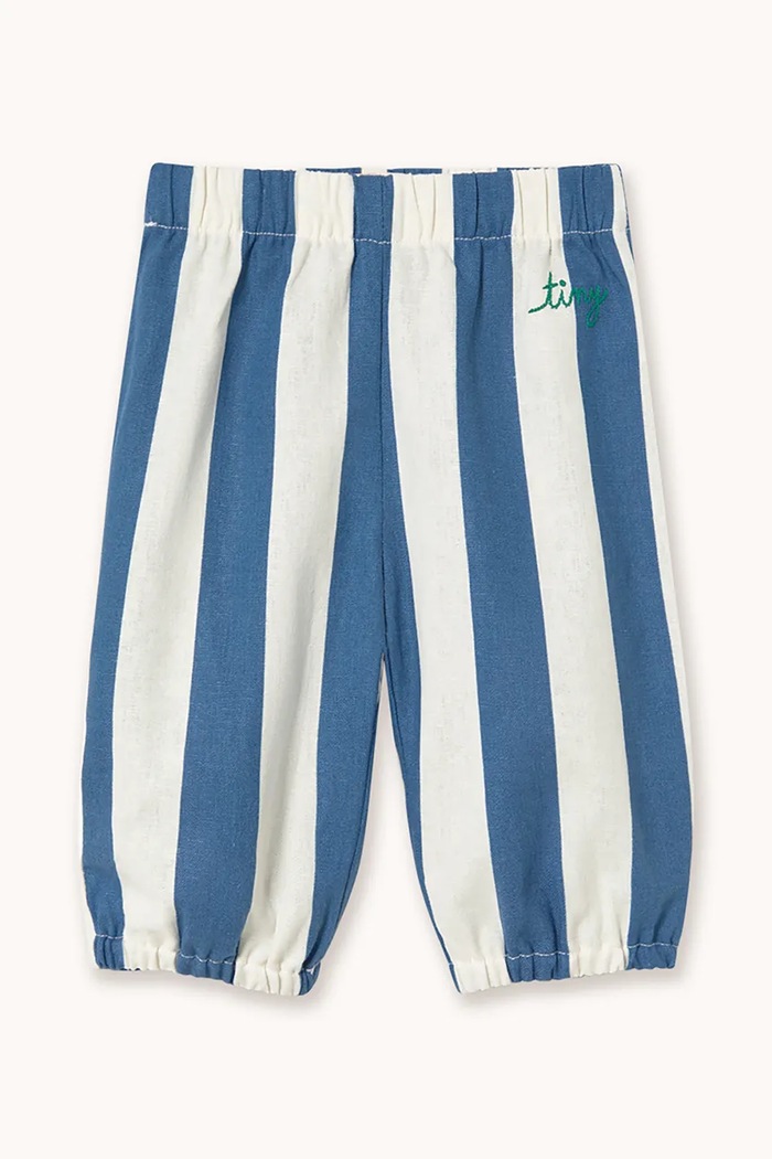 Otroške hlače z dodatkom lana Tinycottons LIGHT NAVY STRIPES BABY PANT Tkanina modra SS26.228