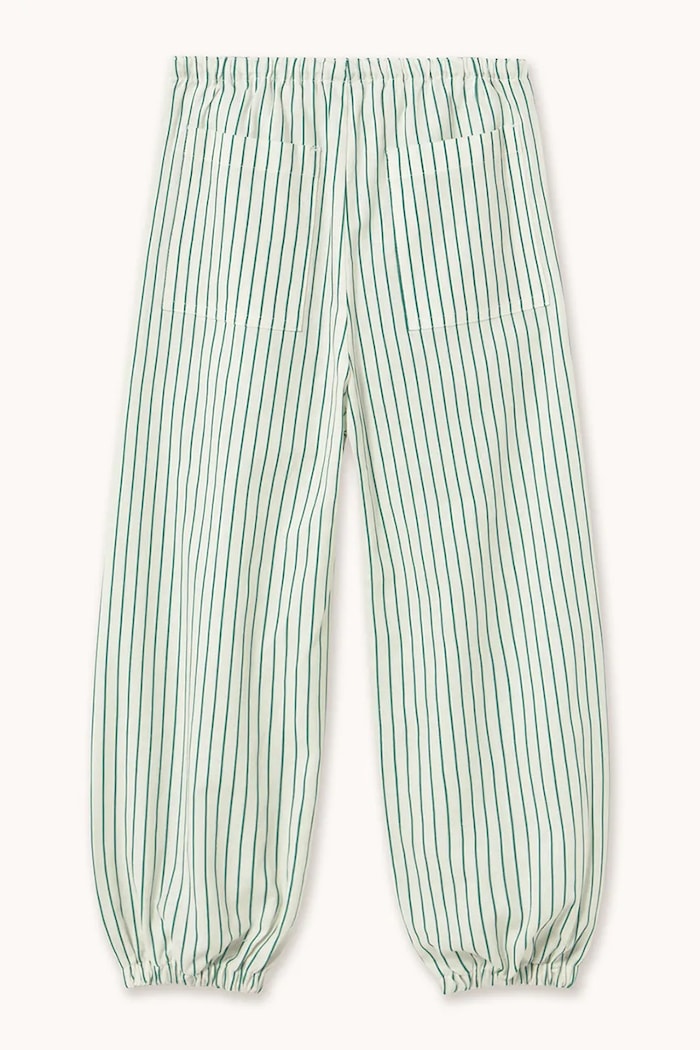 Deklice Otroške hlače z dodatkom lana Tinycottons EMERALD STRIPES PANT SS26.244 bela