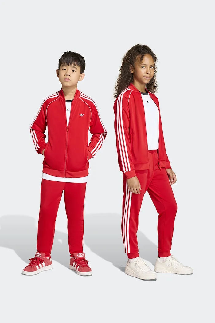 Detské tepláky adidas Originals látka červená KE2861