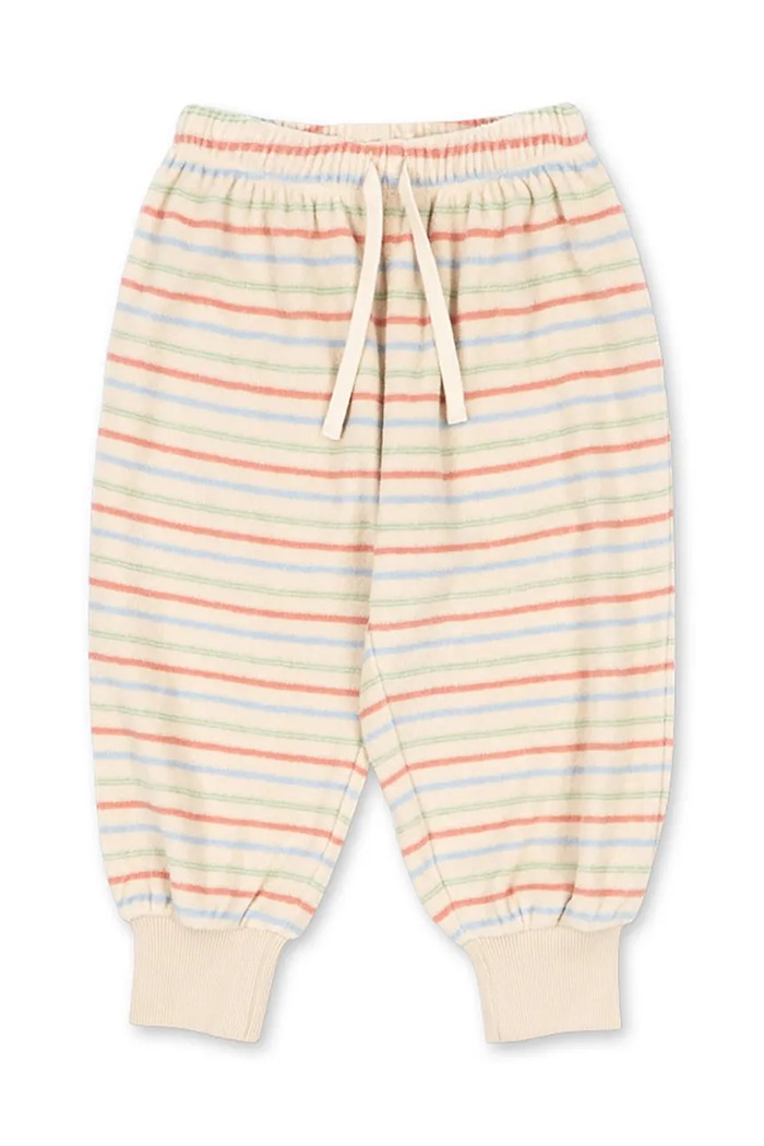 Detské bavlnené tepláky Konges Sløjd ITTY RIB SWEAT PANTS GOTS nášivka béžová KS104852.PPY2