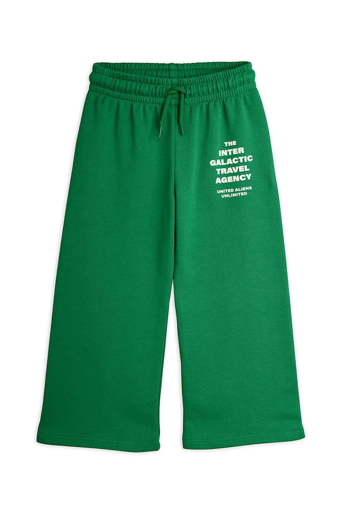 Mini Rodini pantaloni de trening din bumbac pentru copii Travel agency 26230144 verde SS26