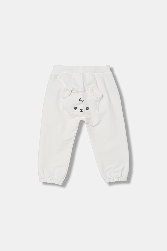 United Colors of Benetton pantaloni de trening pentru copii, din bumbac cu elastan 35FNAF029.W.Stagionale alb SS26
