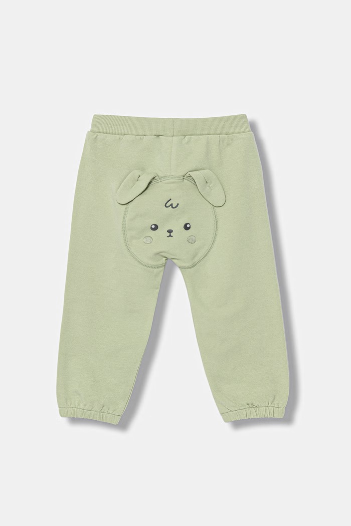 Detské teplákové nohavice United Colors of Benetton bavlnené s elastanom zelená 35FNAF029.W.Stagionale