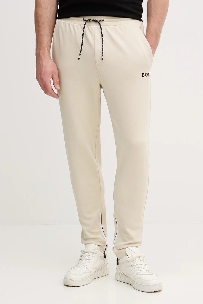 BOSS Green teplákové nohavice pánske JT_TOC Spin Long s elastanom béžová 50554379