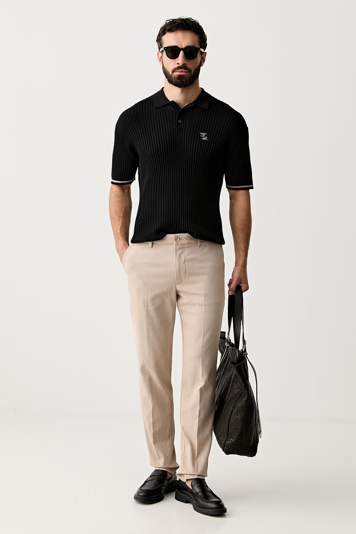 BOSS pantaloni slim fit pentru bărbați cu bumbac H-Kaiton1 50553813 bej SS26