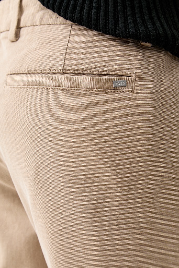 BOSS pantaloni slim fit pentru bărbați cu bumbac H-Kaiton1 bej 50553813
