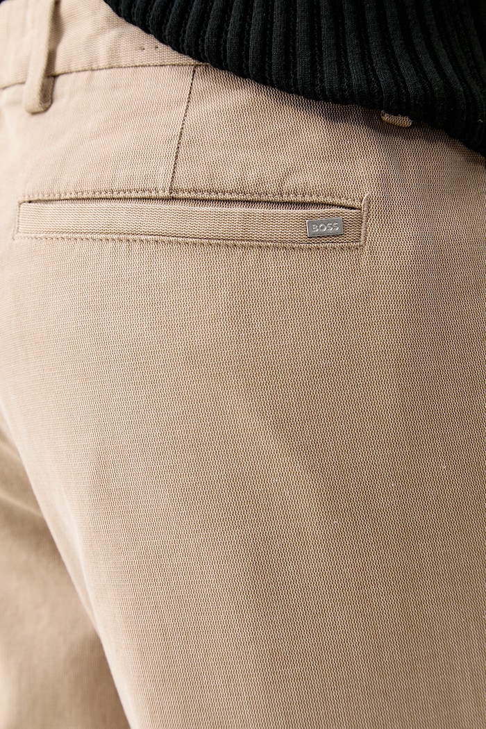 BOSS pantaloni slim fit pentru bărbați cu bumbac H-Kaiton1 bej 50553813