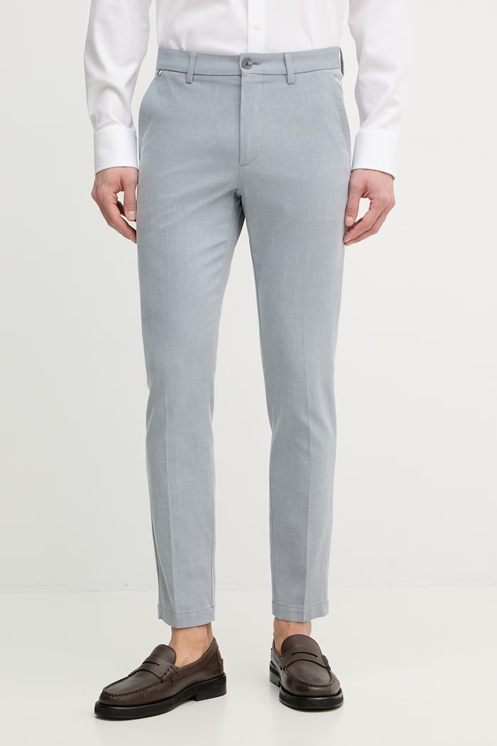 BOSS slim fit kalhoty pánské s bavlnou H-Kaiton1 modrá 50553813