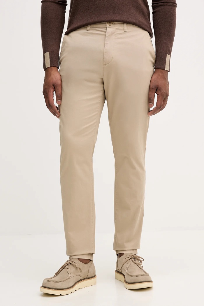 Tommy Hilfiger pantaloni bărbați bumbac cu elastan drept bej MW0MW40690