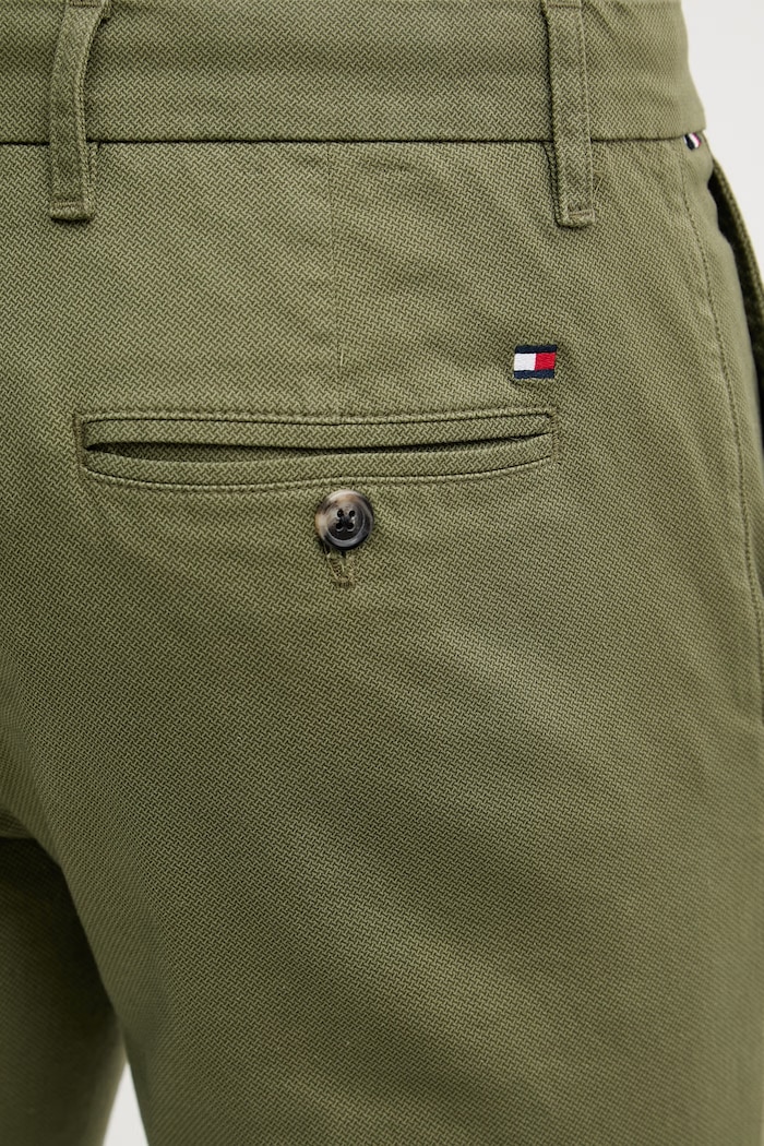 Tommy Hilfiger pantaloni slim fit pentru bărbați cu bumbac verde MW0MW41924
