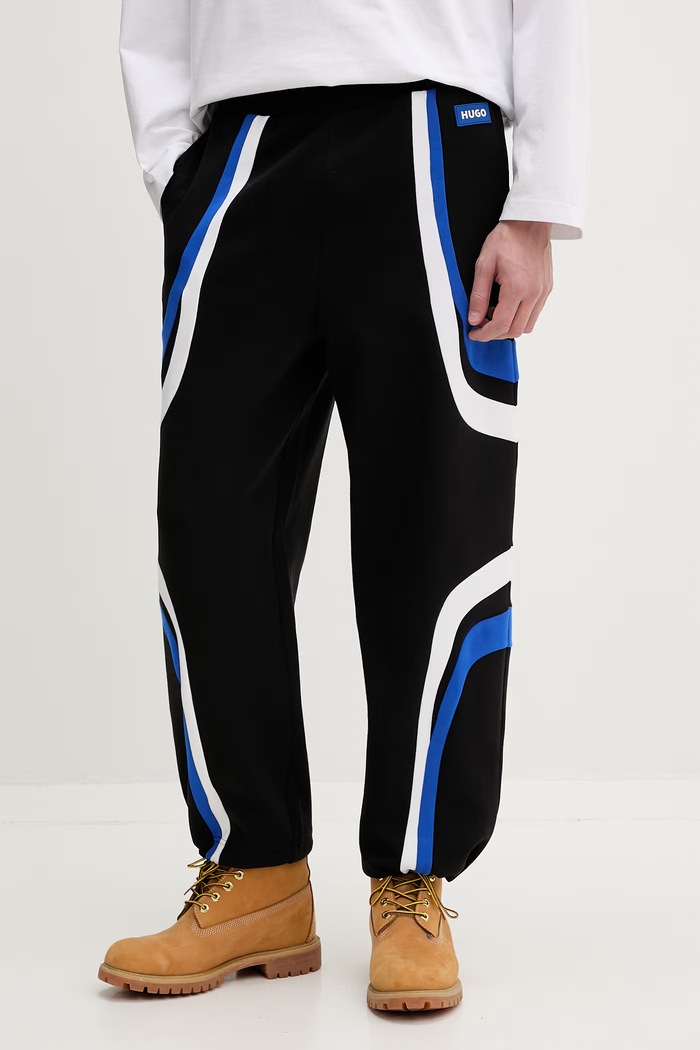 Hugo Blue spodnie dresowe Nalotron wzorzyste czarny 50553123