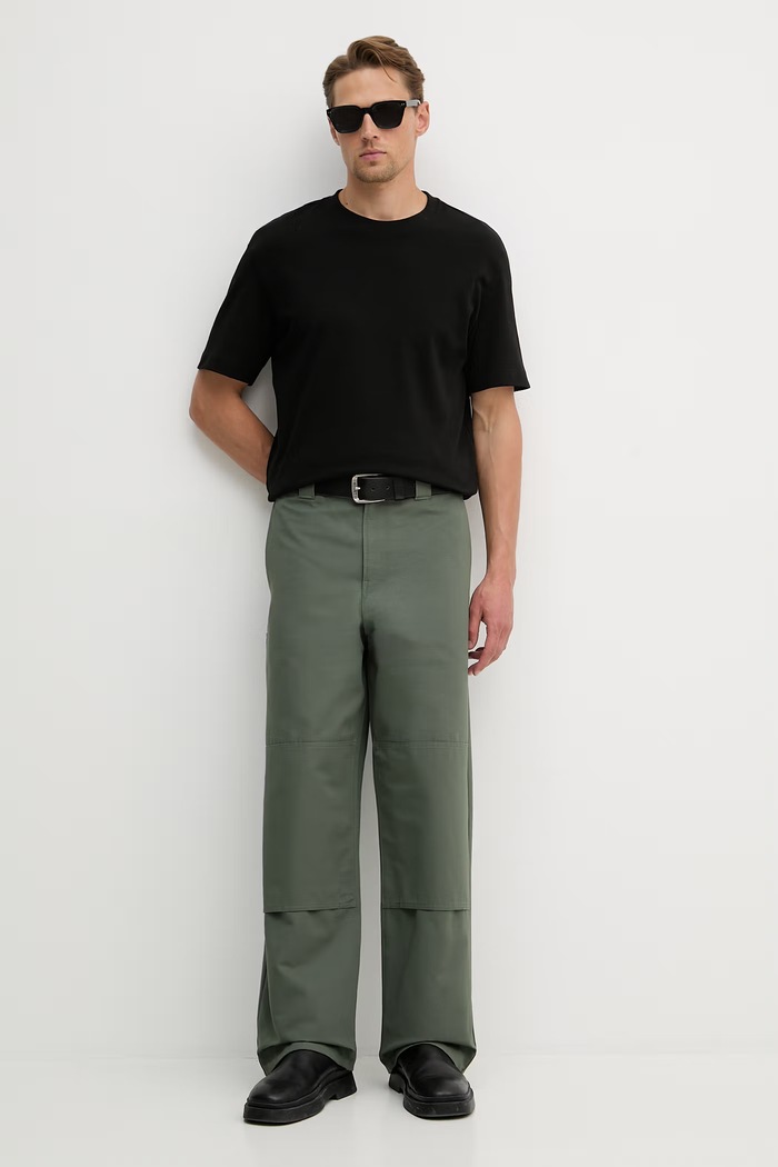 Bombažne hlače Kenzo FG55PA2079OT zelena SS26