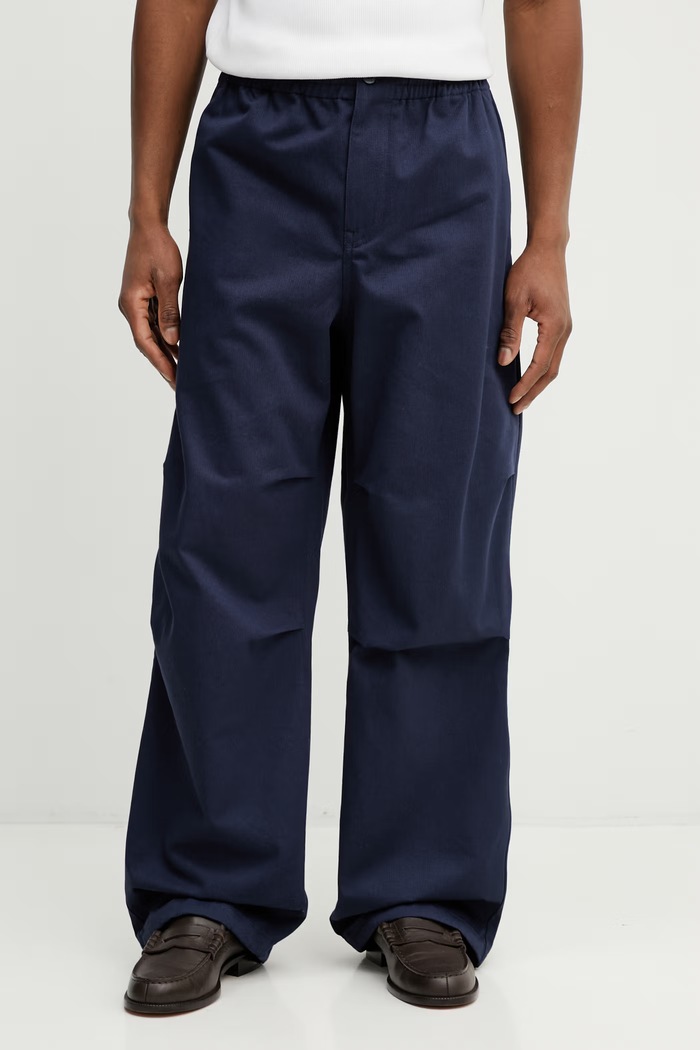 Kenzo pantaloni de bumbac drept bleumarin FG55PA5089OD