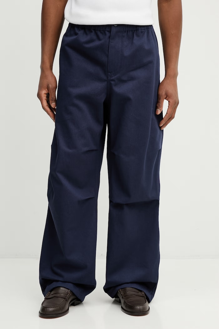 Kenzo pantaloni de bumbac drept bleumarin FG55PA5089OD