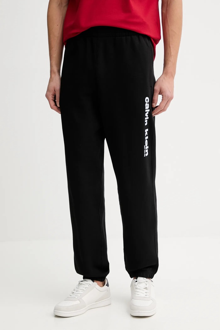 Tepláky Calvin Klein pletenina čierna LV14LE252G