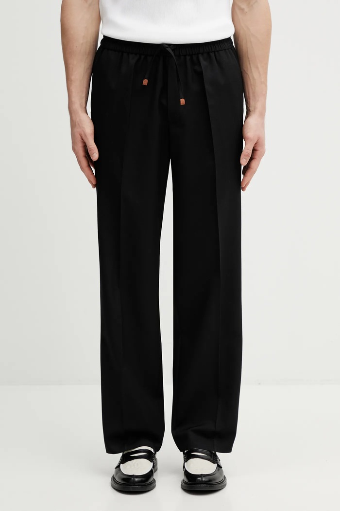 Drôle de Monsieur pantaloni cu lână Pantalon Droit drept negru J.BP191.PL127.BL
