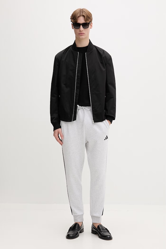 adidas pantaloni de trening pentru bărbați, cu bumbac Essentials JD1858 gri SS26