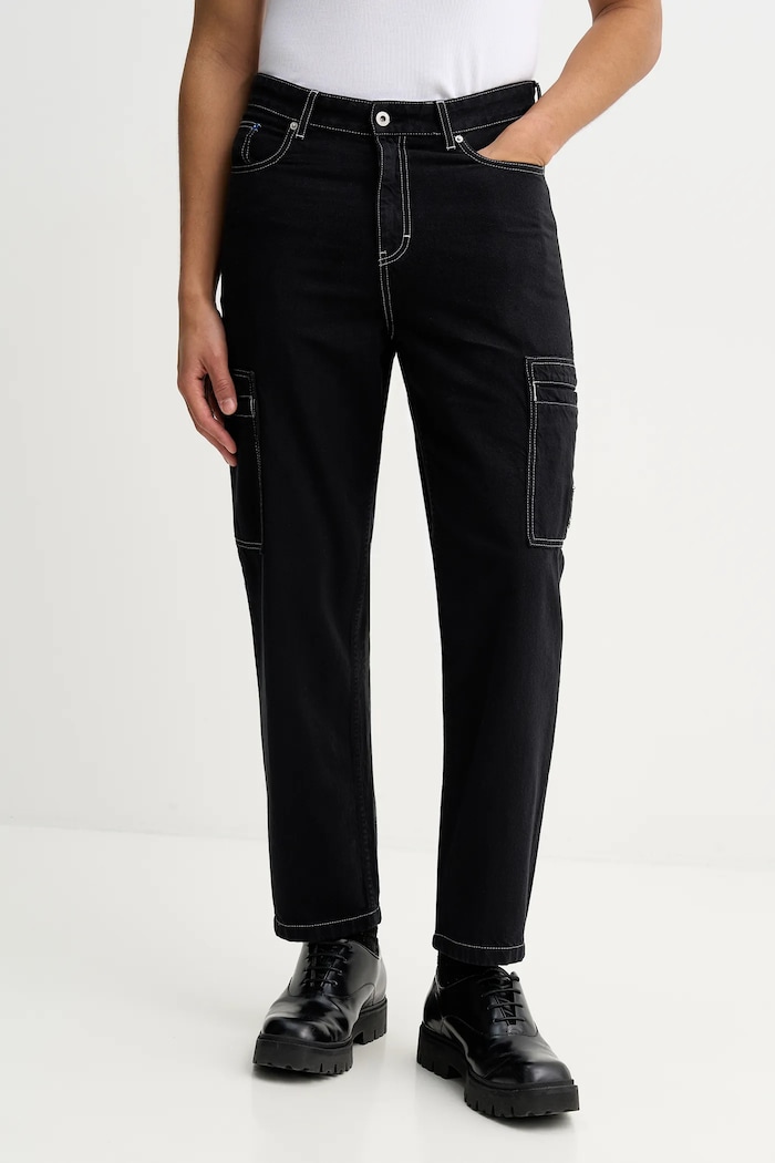 Karl Lagerfeld Jeans pantaloni de bumbac drept negru B1M10025
