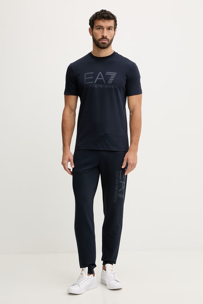 EA7 Emporio Armani spodnie dresowe bawełniane AF22266.7M001415 granatowy SS26