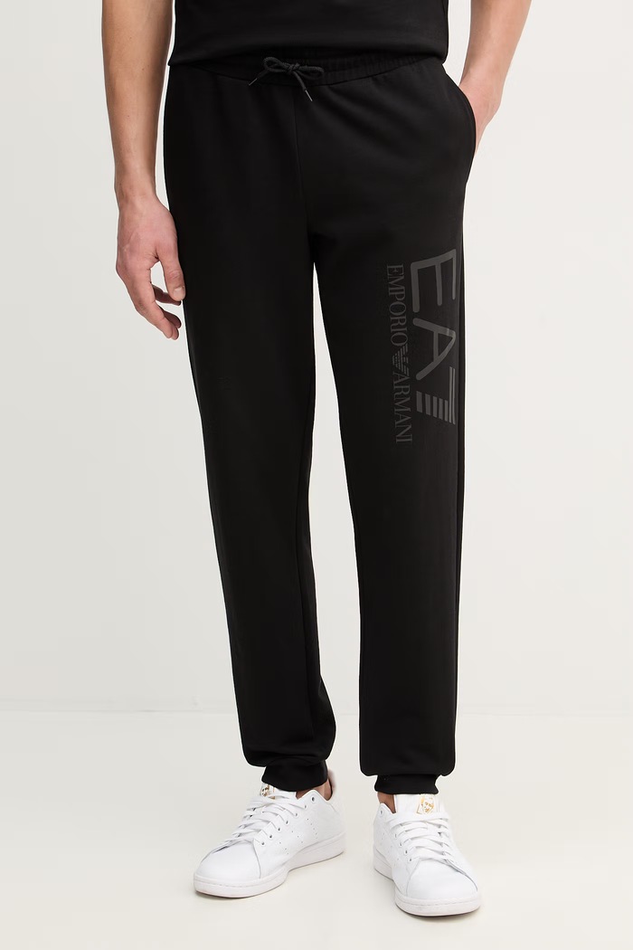 EA7 Emporio Armani spodnie dresowe bawełniane nadruk czarny AF22266.7M001415