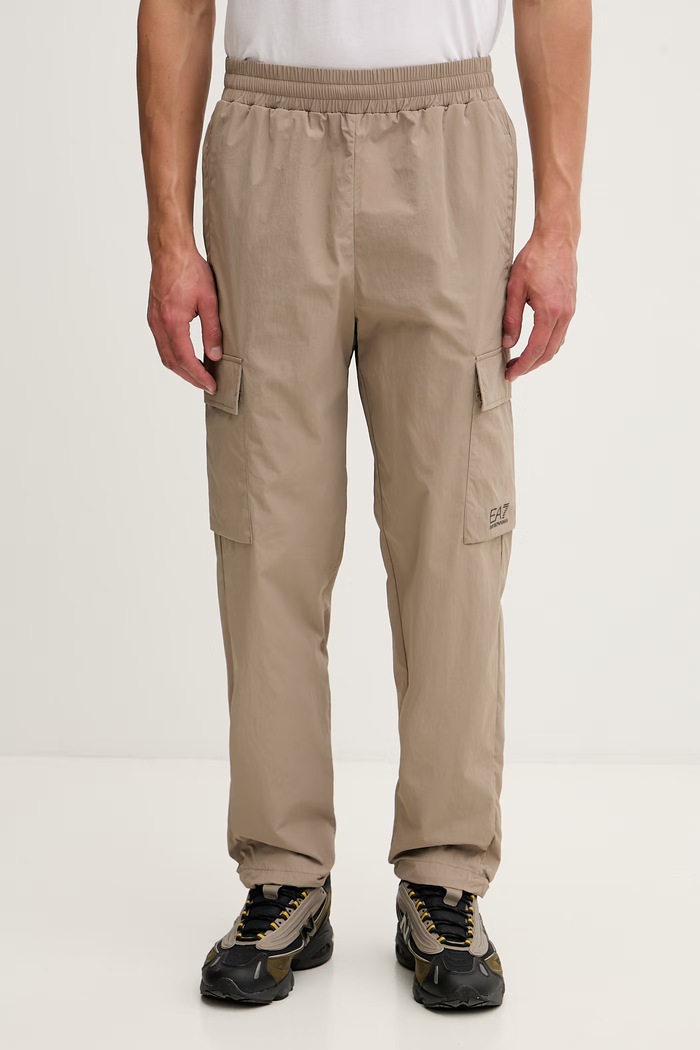EA7 Emporio Armani spodnie cargo męskie brązowy AF13190.7M001284