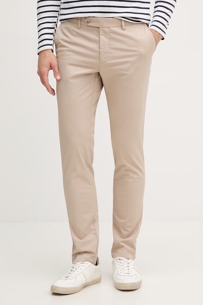 Hackett London nohavice slim fit pánske bavlnené s elastanom béžová HM2100115R