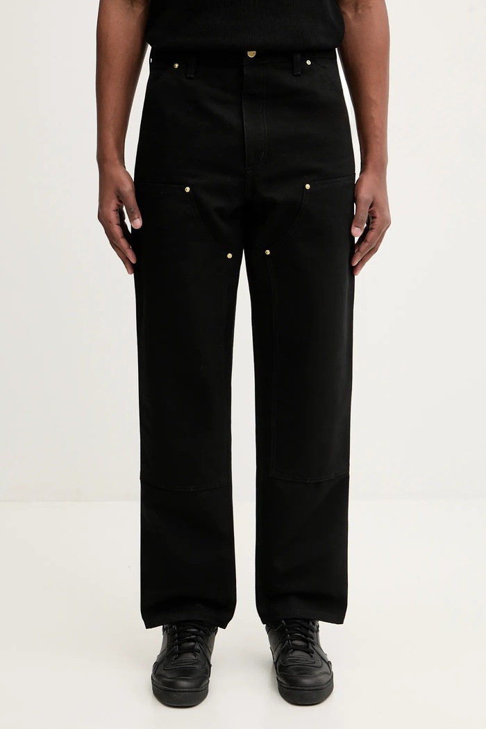 Carhartt WIP spodnie bawełniane Double Knee Pant gładkie czarny I036274.8901