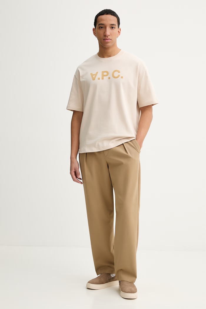 A.P.C. spodnie z dodatkiem wełny PANTALON RENATO COHKX.H08428 beżowy SS26