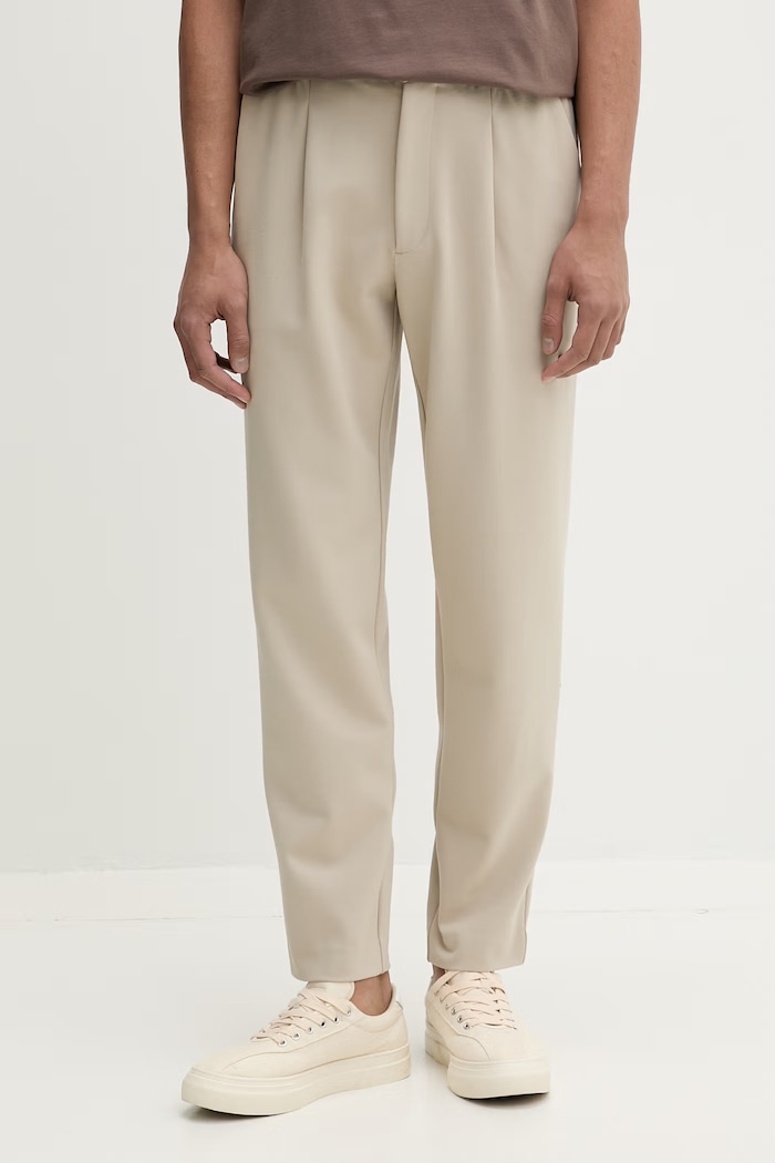 Calvin Klein nohavice pánske s viskózou béžová LV04LF607G