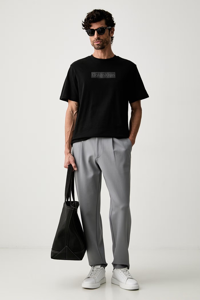 Calvin Klein pantaloni pentru bărbați, cu vâscoză LV04LF607G gri SS26