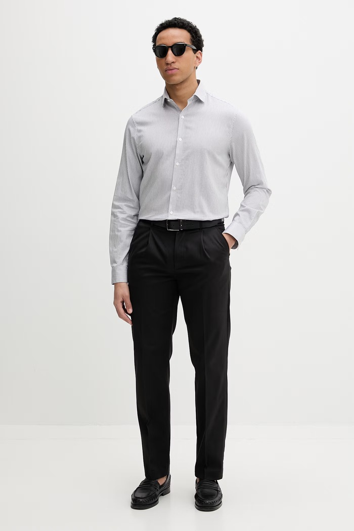 Calvin Klein spodnie straight męskie z bawełną LV04LF625G czarny SS26