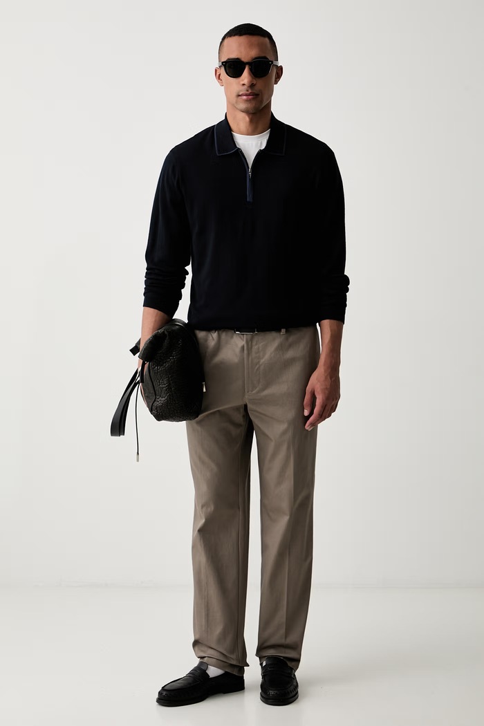 Emporio Armani spodnie regular męskie bawełniane z elastanem EM003660.AF23585 beżowy SS26
