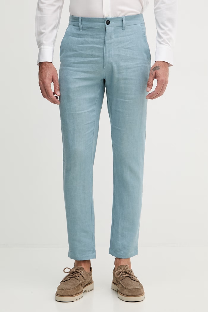 Trussardi pantaloni pentru bărbați, din in albastru P719M000113N